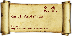 Kerti Valéria névjegykártya